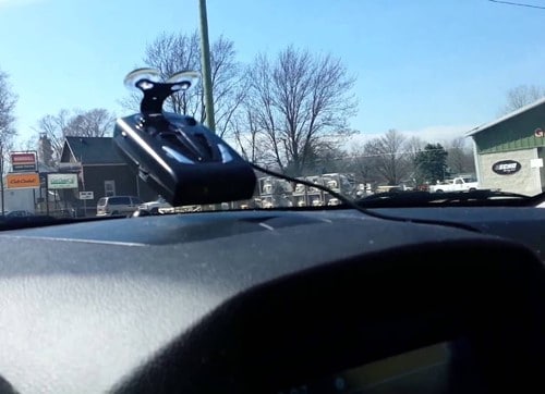 Whistler XTR-140 mounted on the windshield