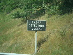 radar detectors illegal sign