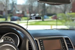 photo of Cobra RAD450 mounted on the windshield