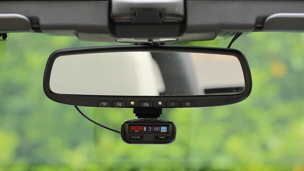image of valentine one hardwired to the windshield mount