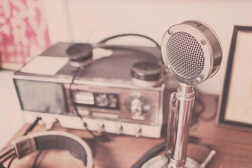 radio and microphone set on a table