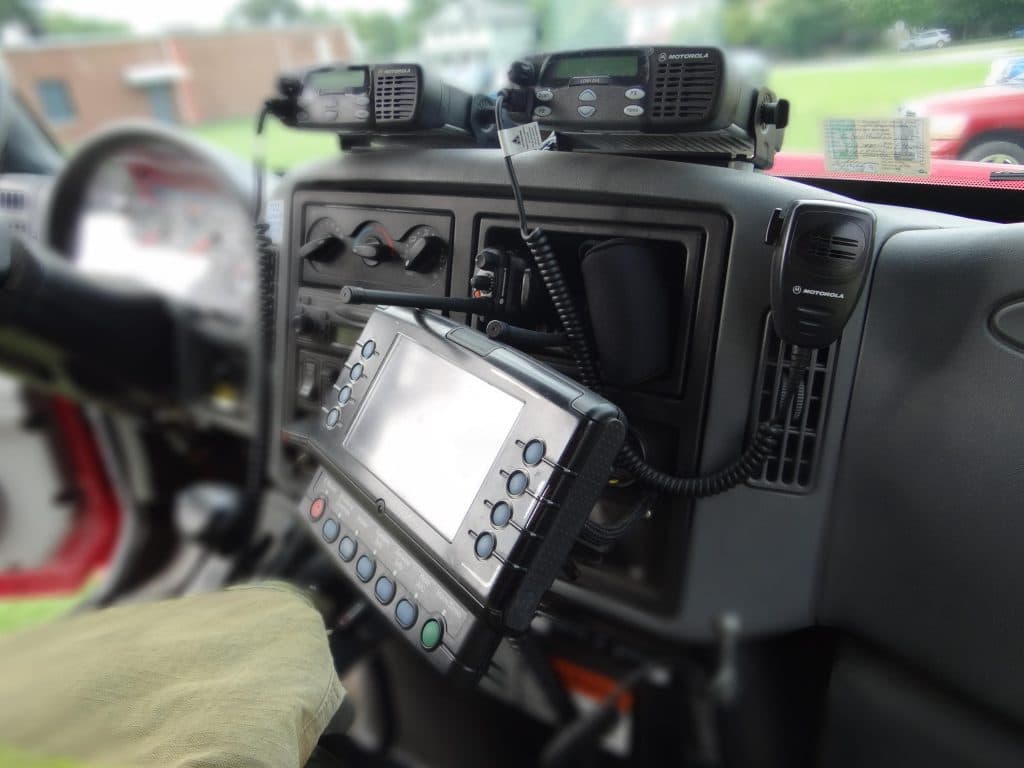 CB radio installed inside a truck