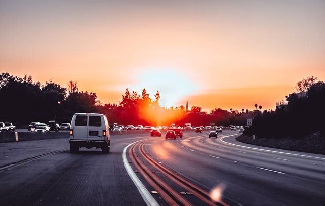 sunset on a highway