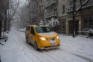 taxi driving in snow