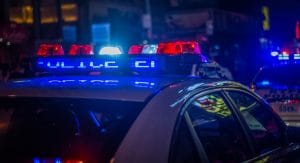 Police lights at night
