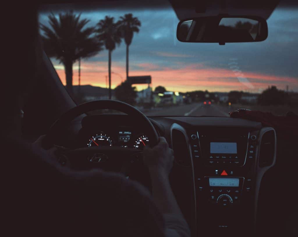 lady driving at night