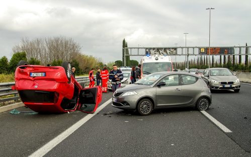 car accident in the middle of a highway