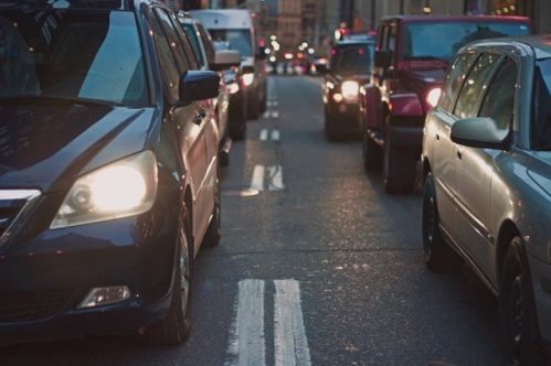 cars lined up on the road
