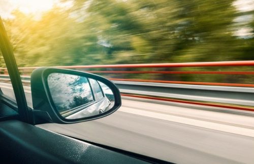 side mirror of a moving vehicle