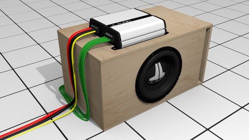 speaker with wires connected to it