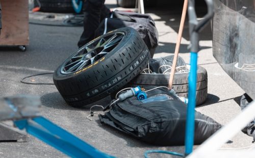 tires on the concrete floor