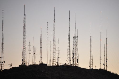 multiple towers beside each other
