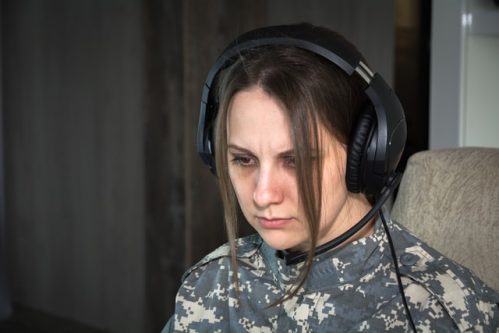 woman wearing headphones